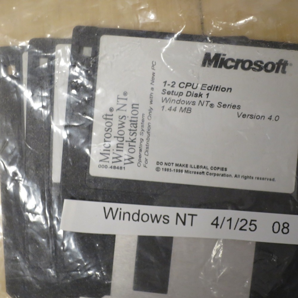 Microsoft Windows NT 4.0 Workstation 1-2 CPU 3.5 in. Floppy Setup Disk Set - 08 - Picture 2 of 3